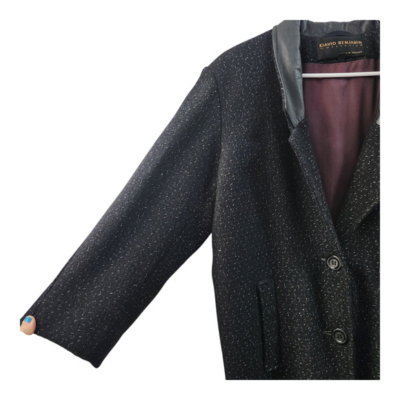 David Benjamin Collection Wool Coat 8 Black Classic Timeless Quiet Luxury Fall - Picture 3 of 9